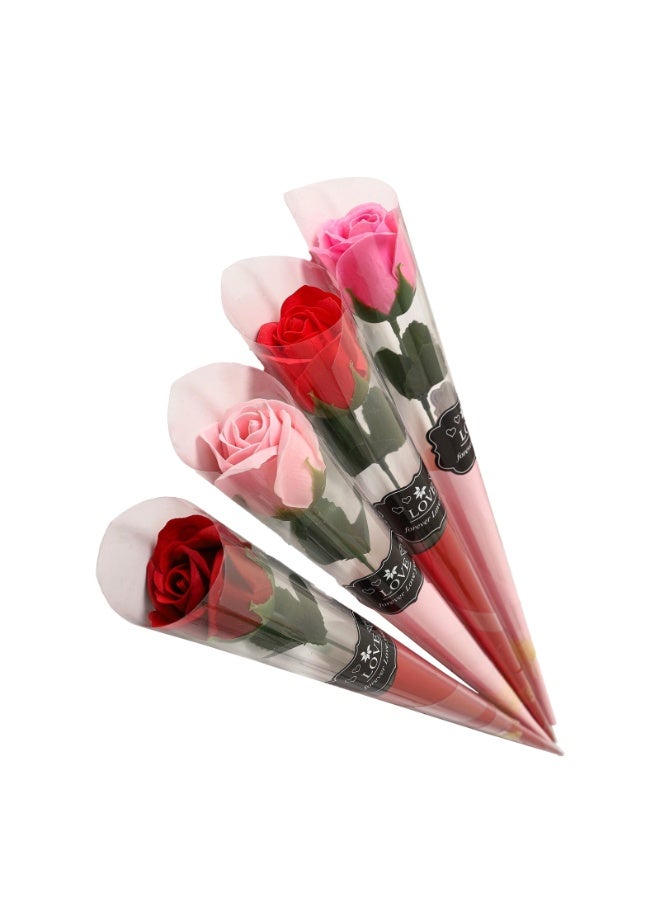 Home Smart Artificial Rose Flower Set – 4 Pcs Assorted Colors Silk Roses for Home Décor, Wedding, Valentine’s Day, Birthday Gifts, and Special Occasions - Image 1